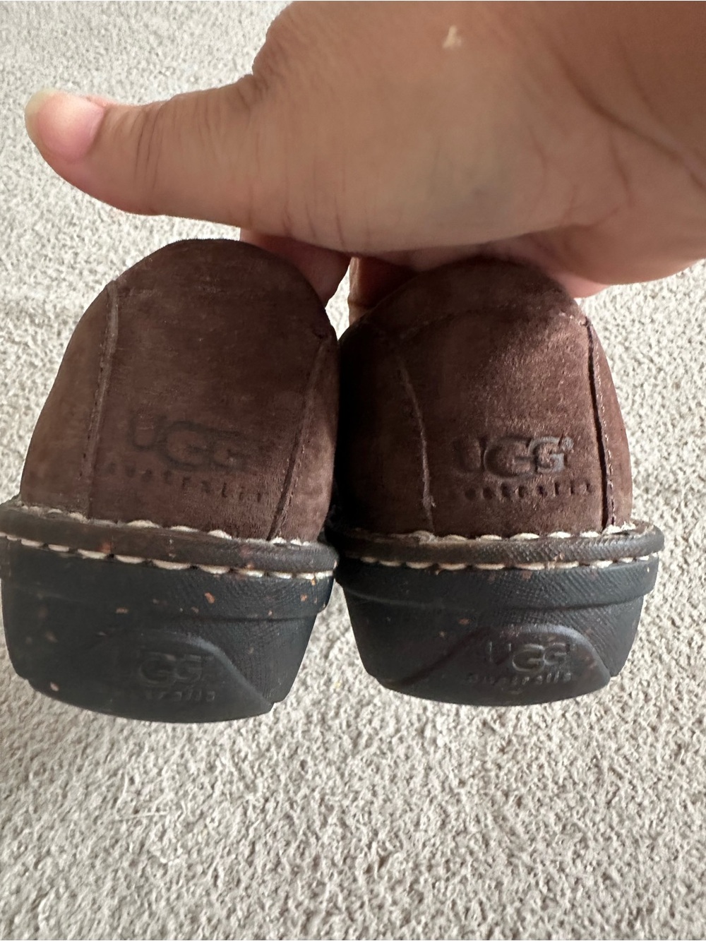 UGG Australia Brown Suede Shearling Fur Lined Buckle Slip On Mules Booties Clogs - Picture 4 of 12